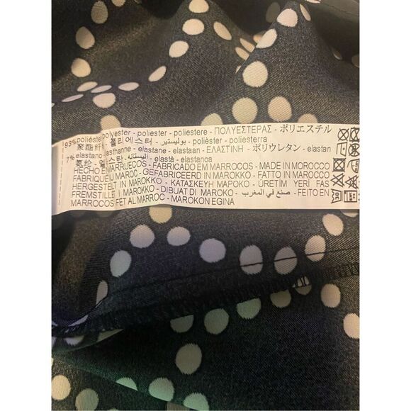 ZARA Black White Polka Dot Draped Cowl Neck Long Sleeve Blouse Size Small Classi - Picture 6 of 6